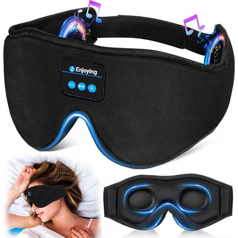 Masque de sommeil 3D avec écouteurs pour hommes et femmes, masque de sommeil musical sans fil, idéal pour les personnes dormant sur le côté, les voyages et les siestes. (1/5)