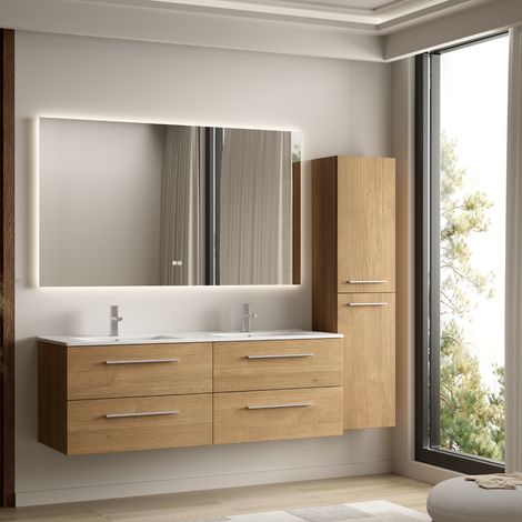 Ensemble meuble vasque 140 cm avec colonne - LOMAZOO Navero - (1/5)