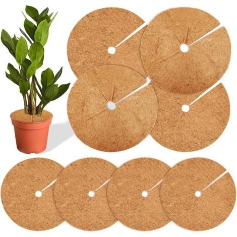 8 Pièces 20cm et 30cm Disque de Paillage Disque de Coco Disque de Protection Plante Disque de Paillage en Noix de Coco Tapis en (1/5)
