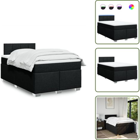 The Living Store Giroletto a Molle con Materasso Nero 120x190 cm in Tessuto - Materasso a molle insacchettate