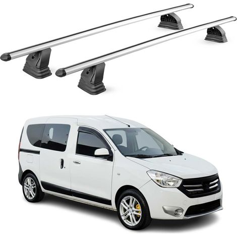 OMAC Barres de toit transversales en aluminium pour Dacia Dokker 2012-2021 – TÜV / DIN 75302:2019 – Antivol inclus – Charge max 75 kg – 2 barres – Gris (1/4)
