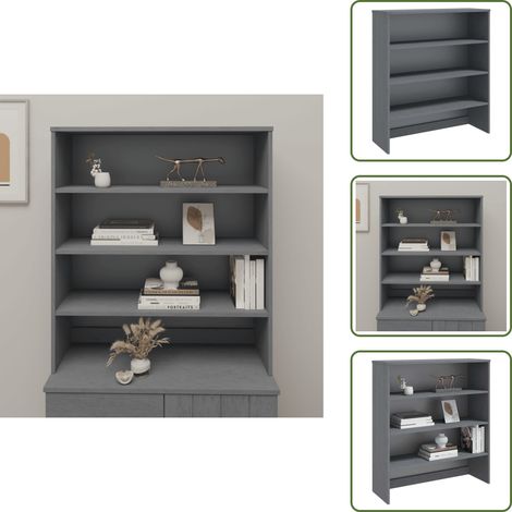 The Living Store Piano Credenza HAMAR Grigio Scuro 90x30x100 cm Legno di Pino - Credenza in legno