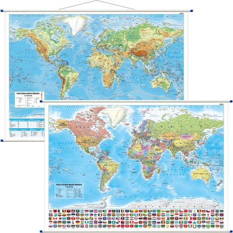 Carte du monde au 1/30 000 000. Carte murale recto-verso. Politique et physique. Édition 2024. (1/5)