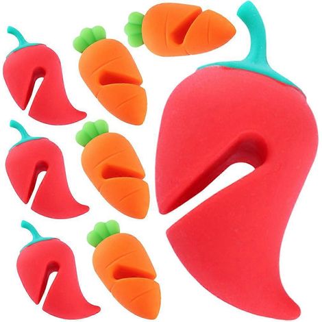 Lot de 8 pinces anti-déversement en silicone pour couvercles et bouchons de casseroles.-6.00X3.00X3.00CM (1/4)