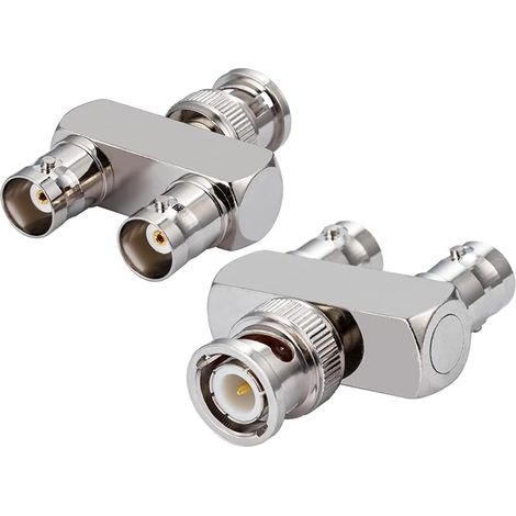 Adaptateur BNC Mâle vers Double F Femelle Type Y 3 Voies Répartiteur T-Socket pour Antenne BNC Antenne CB 4G Radio Amateur Vidéo HD HDTV (1/4)
