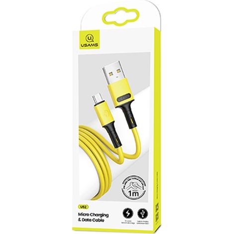 Cavo MicroUSB USAMS da 1 m per ricarica rapida, colore giallo.