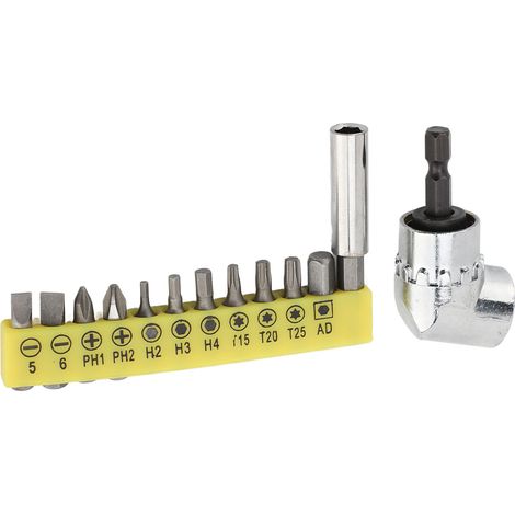 Adaptateur de tournevis à angle droit à 105° avec verrouillage automatique, idéal pour les espaces restreints. (1/5)