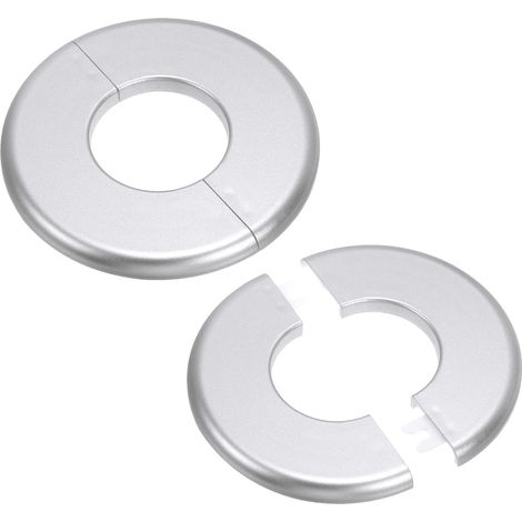 Plaque d'Écussons Auto-Adhésive Ronde 1.73"/44mm, 2pcs Couverture Murale en ABS pour Tuyau d'Eau, Cache Mitigeur Douche Boucles Rosace Robinet Chauffage Plomberie, Argenté (1/5)