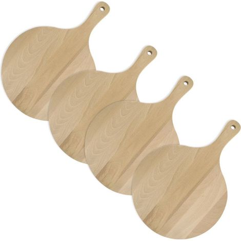 Lot de 4 planches à pizza et tarte flambée en bois 30 cm Fackelmann Pizzas Lovers
