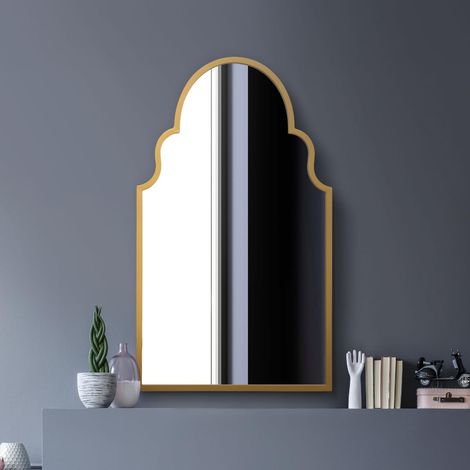 Miroir Mural Moderne arqué avec Cadre en métal doré 104 x 61 cm Cadre doré (1/5)