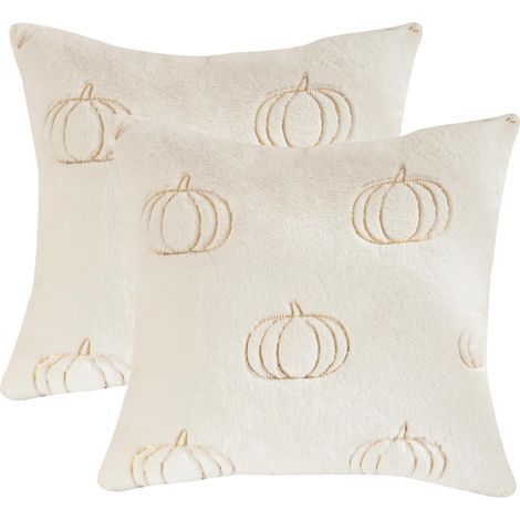 Housse de coussin Halloween, plusieurs petites paillettes citrouilles, 45 x 45 cm, taies d'oreiller double face en peluche pour Thanksgiving, pour canapé, salon, maison, extérieur, décoration de fête, (1/5)