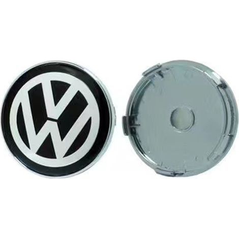 60-mm-Radnabenkappe für Volkswagen Golf, Passat, Polo, Jetta, Bora, Santana – Sportliche Felgennabenkappe, Aluminiumlegierung, 4-teiliges Set, Auto-Felgenzubehör – Schwarz und Weiß