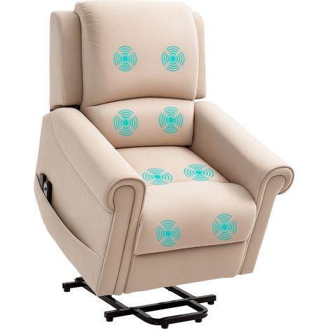 Sillón reclinable con reclinación de hasta 135°, mando a distancia y reposapiés, 88 x 92 x 106 cm, marrón claro. (1/5)