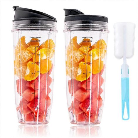 2 lot 32oz remplacement mélange tasse avec Sip couvercle pour BL450 BL454 (1/5)