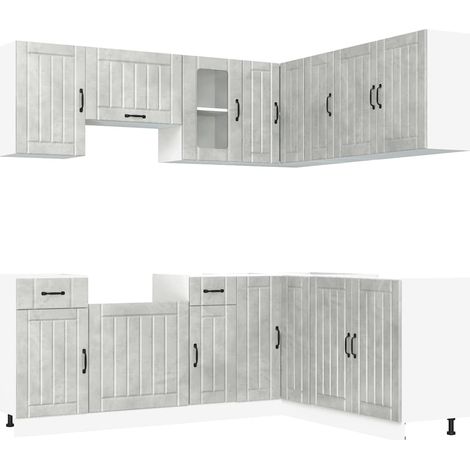 Maison Exclusive - Set Mobili da Cucina 11 pz Kalmar Grigio Cemento in Truciolato