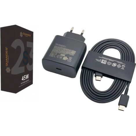 Kit chargeur mural USB-C PD 45 W à charge ultra-rapide compatible avec Samsung S24 Ultra/S24 Plus/S23 Ultra/S23 Plus/S22 Ultra/S22 Plus. Câble USB-C vers USB-C 5 A, 1,8 m. (1/5)