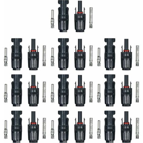 10 Paires / 20 Paires De Connecteurs De Cable De Panneau Solaire Male/Femelle Pour Systeme Pv, 10 Paires Sans Cle - 10 Paires Sans Cle (1/5)