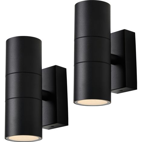Litecraft Kenn Wall Light Outdoor Up & Down IP65 Rated Fitting in Black - 2 Pack