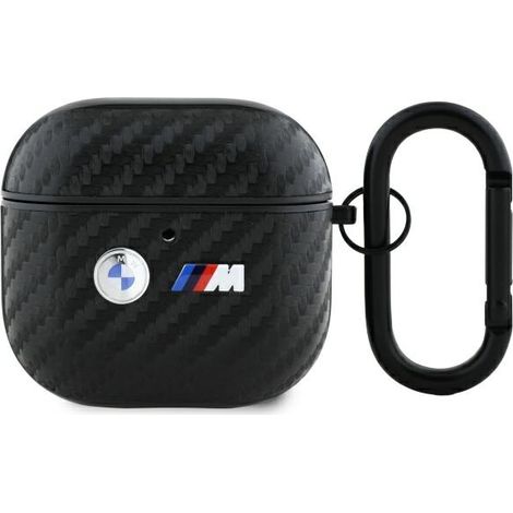 Étui pour AirPods 4 BMW Carbon Double Metal Logo Noir (1/3)
