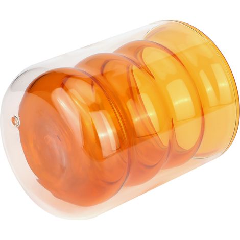 Tasse en verre double paroi 200ml, résistante à la chaleur, motif spirale 3D, idéale bureau maison école (Jaune) (1/5)