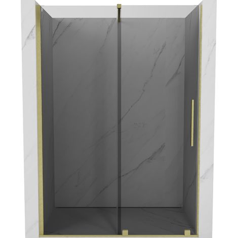 Mexen Velar Schiebetür Duschwand 150 cm, Graphit, gebürstetes Gold - 871-150-000-41-55 (1/5)