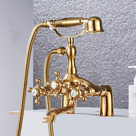 Juego de grifería para bañera y ducha, teléfono antiguo, grifo mezclador para bañera, juego de ducha y bañera, cabezal de ducha giratorio, ducha para bañera (1/3)