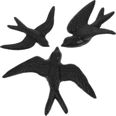 OUNONA Ensemble de 3 décorations murales d'oiseaux en métal aspect rouille naturelle , 3D pour salon