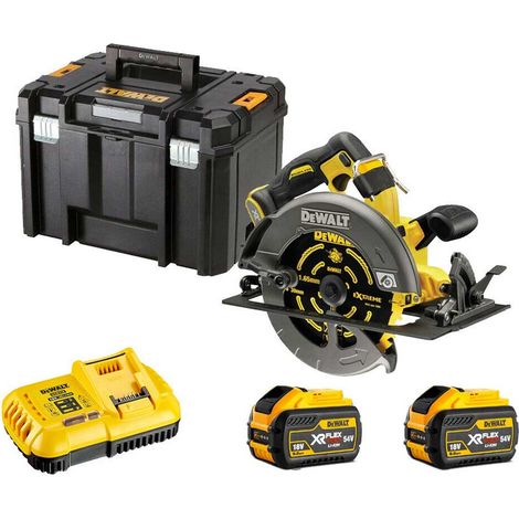 DeWalt DCS578X2 Cordless 54V FlexVolt 190mm Circular Saw With 2x9Ah Batteries, Charger And Box
