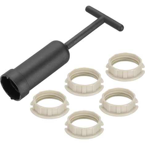 Lamp Socket Ring Kit G9 5 Rings Plastic 5 in White Lamp Shade Holder Adapter, 5 Replacement Plastic Rings with Disassembly Tool for Lamp Shade Clamp (1/5)