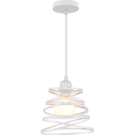 Suspension Industrielle Rétro en Métal, Lustre E27 pour Plafond, Abat-jour Cage Noire, Lampe Suspendue Vintage, Décoration Loft (1/3)