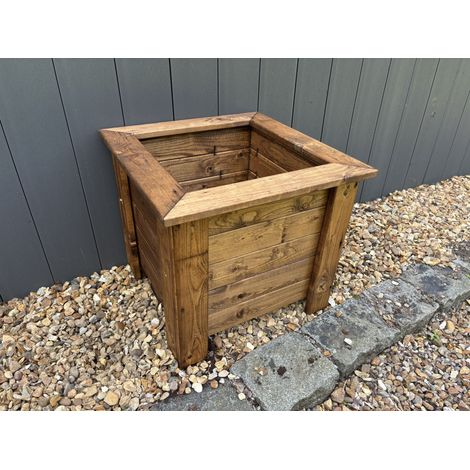 Prestbury Raised Square Large Planter - Timber - L47.5 x W47.5 x H42 cm (1/4)