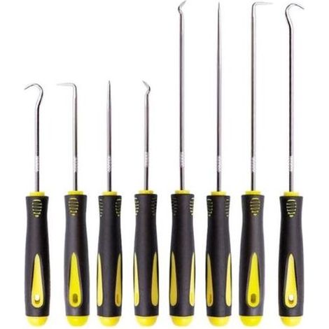8 Pcs Jeu de Crochets et Tournevis Mécanique de Précision, Jeu de Crochets et Tournevis Mécanique, Outil à dégarnir l’Habillage de Porte Extracteur Joint Injecteur, Crochets Longue Portée (1/5)