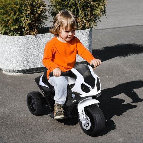 Moto eléctrica infantil, música, faros funcionales, asiento de polipiel, polipropileno negro (1/5)