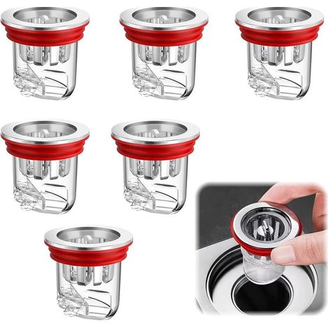 6 Pièces Attrape Cheveux Douche Transparent Clapet Anti Odeur Diamètre du Siphon,Filtre Cheveux Douche Anti Reflux pour Balcons Cuisines Salles Bains Machines Laver (1/5)