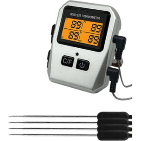 Thermomètre alimentaire sans fil Tuya 100M pour viande et aliments, outil de cuisine, four, gril, barbecue, Bluetooth, thermomètre (argenté) (1/4)