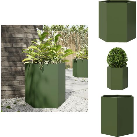 Jardinière vert olive hexagone 46x40x45 cm acier - Jardinière - Jardinières - Jardinière De Fleurs - Jardinière D'extérieur (1/5)