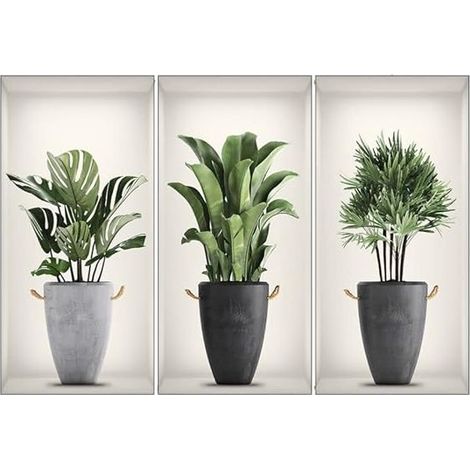 3 Pièces Autocollants de Plantes en 3D Amovibles Autocollants Muraux DIY, Décoration Art Déco Bureau Maison Salon Chambre Décoration Murale (1/4)