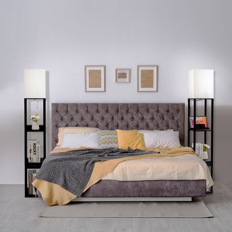 Lampadaire Salon sur Pied avec Ampoule LED 5000K Luminosité à 3 Niveaux 1 Tiroir et 1 Port USB 3 Etagères 25 x 25 x 159,5 cm Maison Chic (1/5)