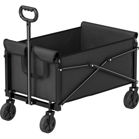 Chariot de jardin pliable compact 80 L poignée réglable noir