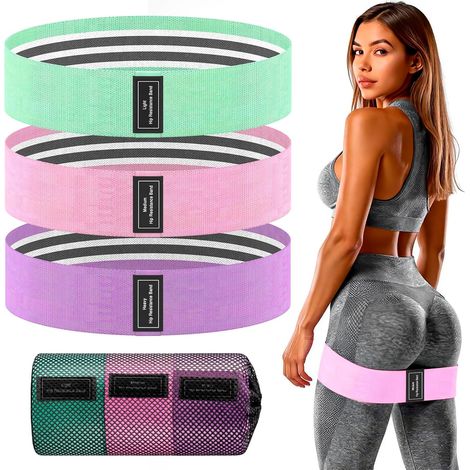 APEX Bande de résistance en tissu  3 niveaux de résistance, unisexe  Sac de rangement inclus  Convient pour le yoga et le Pilates (1/5)