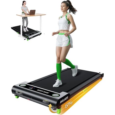Tapis de marche, inclinaison réglable, moteur silencieux, noir (1/2)