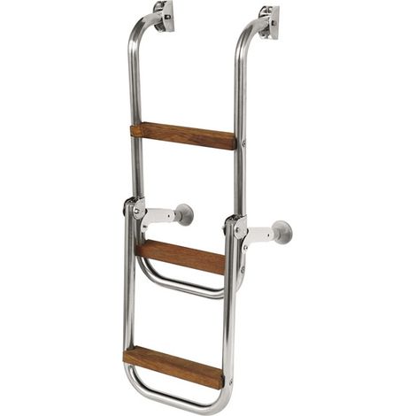 Echelle inox bois 3 marches - ORANGEMARINE - (1/4)