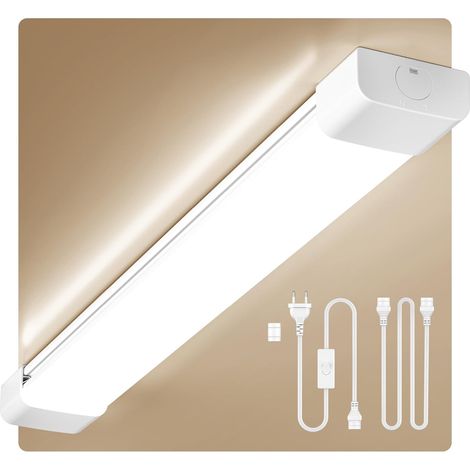 Amdelne Lampe LED pour pièces humides 60cm 18W,blanc neutre 4000K,Réglette LED 2000LM,IP65 Blanc - 4 PCS (1/5)