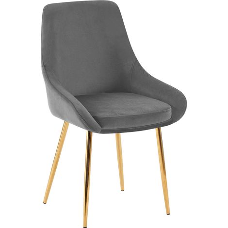 Silla de comedor x1 diseño elegante cómodo y moderno en terciopelo gris oscuro con estructura de metal dorado 100007429 (1/5)