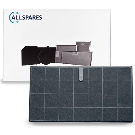 Filtro de carbón AllSpares para campanas extractoras compatibles con Whirlpool AMC058 y Airforce AFFCAF25-27 (192x348x10mm)
