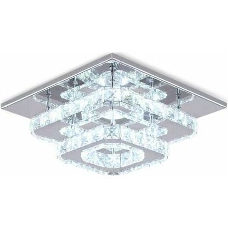 Plafonnier LED - 24 W - 2520 Lm - 3000 K - Acier Inoxydable et Verre - Pour Cuisine Chambre Salon - 24 x 24 x 10 cm - 1 Pièce