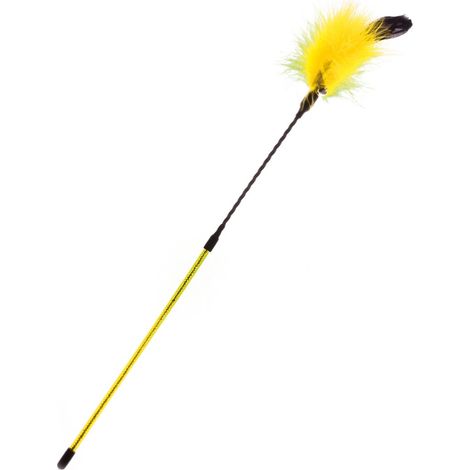 Cannetta stuzzicagatto con piume e glitter - giallo (1/3)