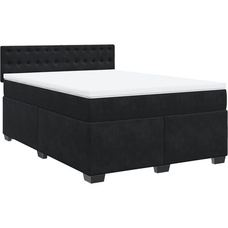 Maison Exclusive - Giroletto a Molle con Materasso Nero 140x190 cm in Velluto (1/5)