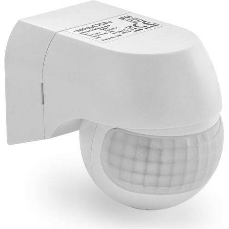 1x détecteur de mouvement infrarouge, 12 m portée, 180° réglable, ip44, pour intérieur et extérieur (1/5)