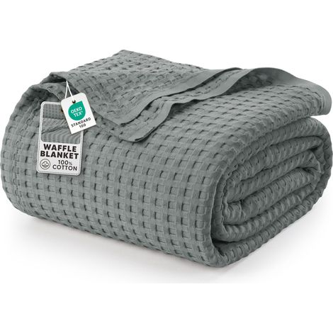 Couverture gaufrée en Coton 300 GSM (Gris Froid – 228 x 228 cm), Couette Douce, légère et Respirante pour Toutes Les Saisons (1/5)